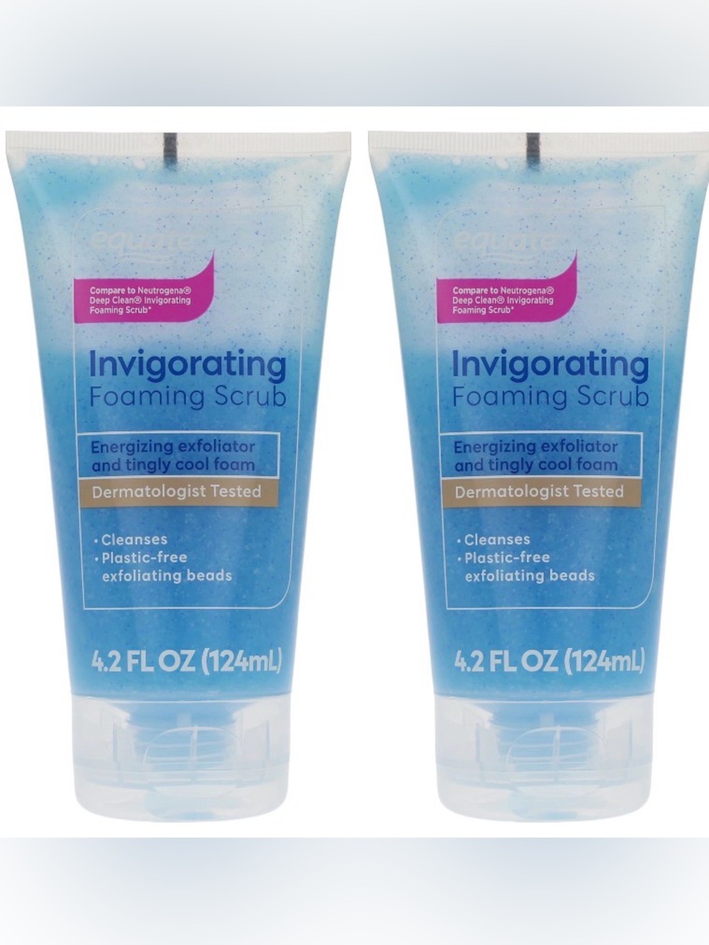 Two (2) Equate Invigorating Foaming Scrub Exfoliators - 4.2 FL. OZ